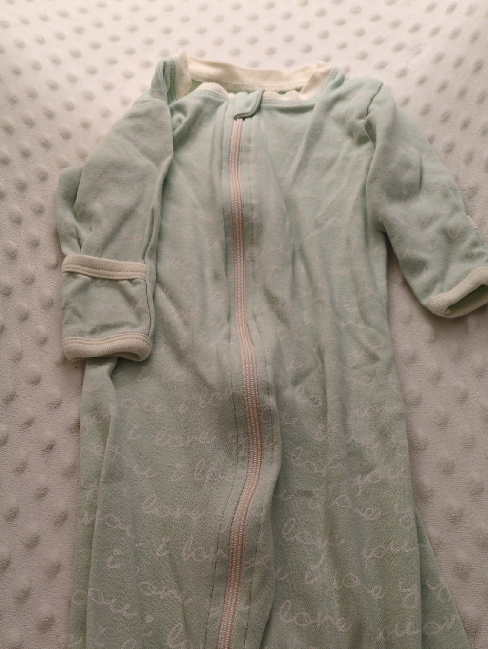 Kids Mint Green "I Love You" Zip-Up Pajamas Sleep Sack, 3-6m